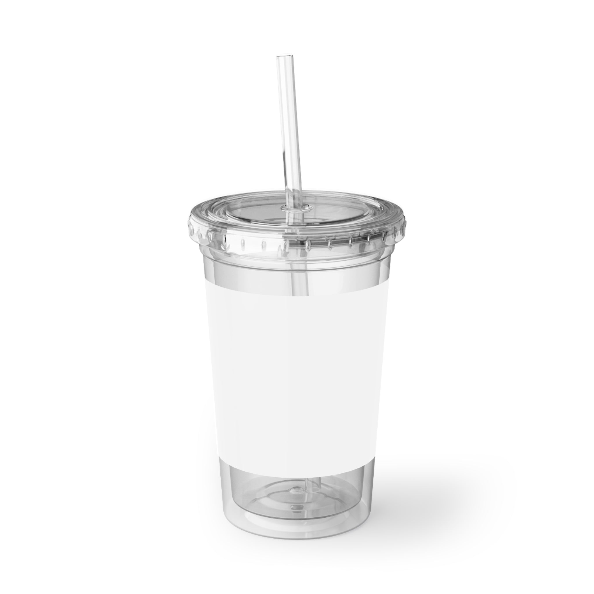 Smiley Acrylic Tumbler – Suave Blue Happy Face Cold Cup with Straw