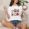 Dog Mom T-Shirt — Colorful Paw Print Graphic Tee for Pet Lovers