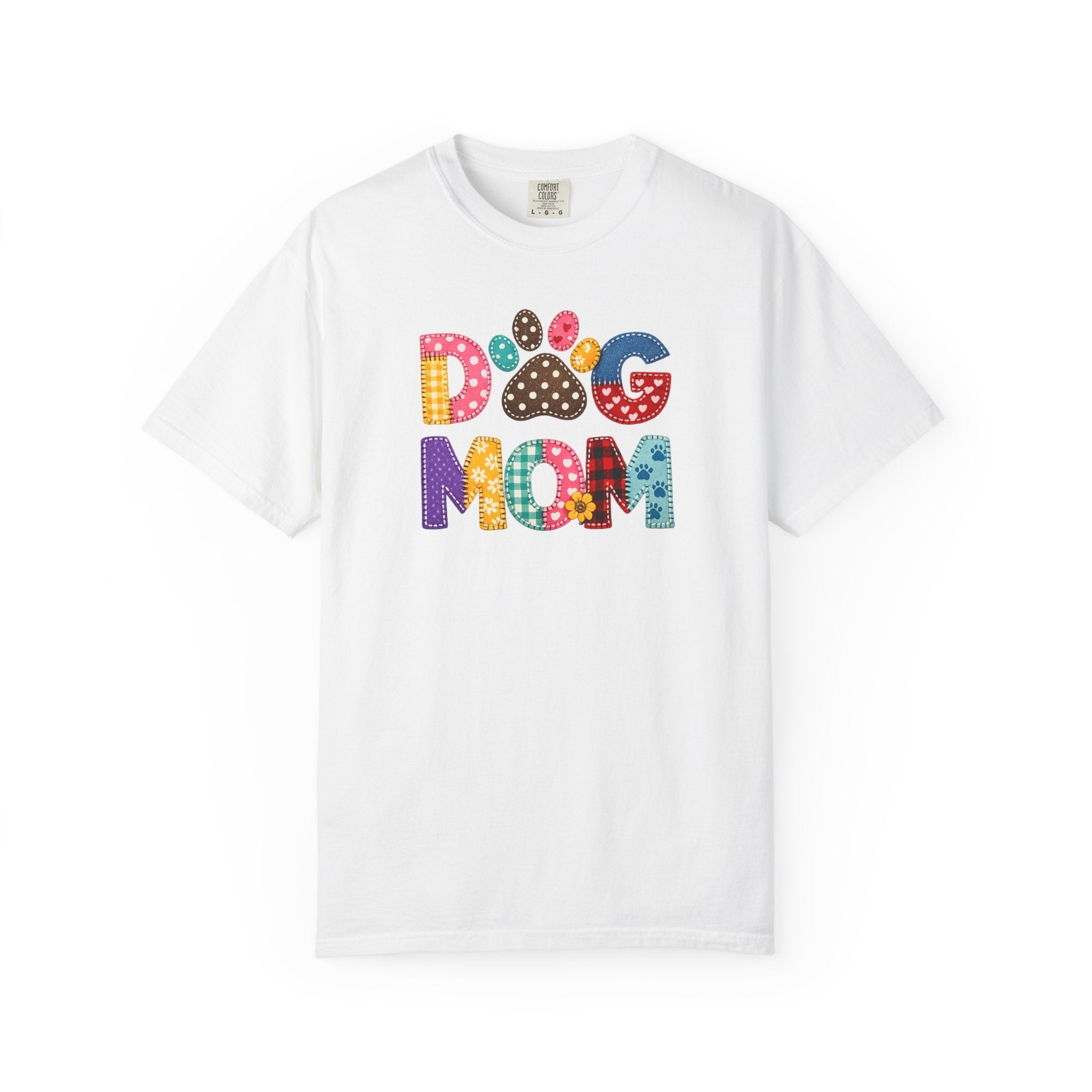 Dog Mom T-Shirt — Colorful Paw Print Graphic Tee for Pet Lovers