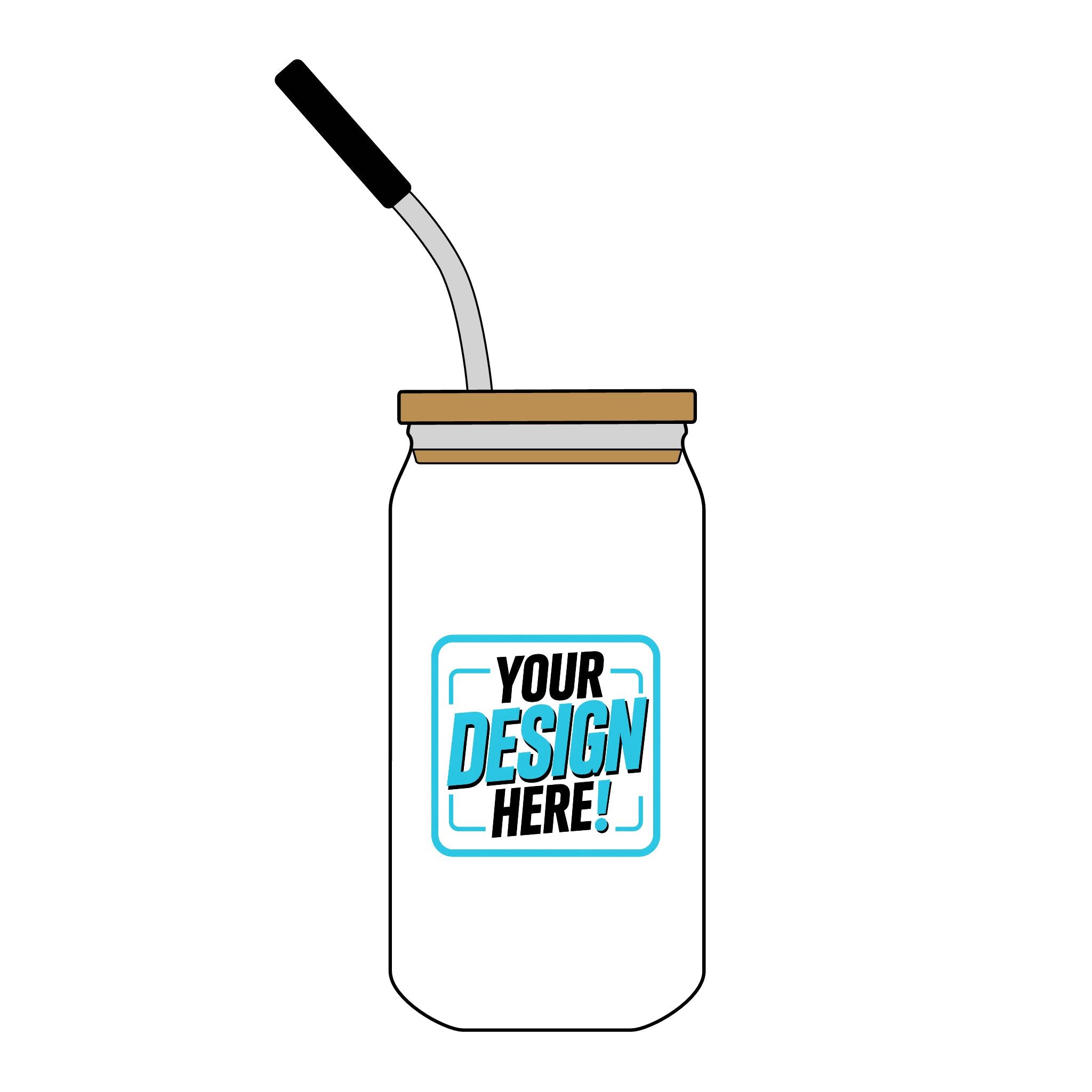 16oz Engraved Can Glass Tumbler with Lid & Straw — Custom K Logo