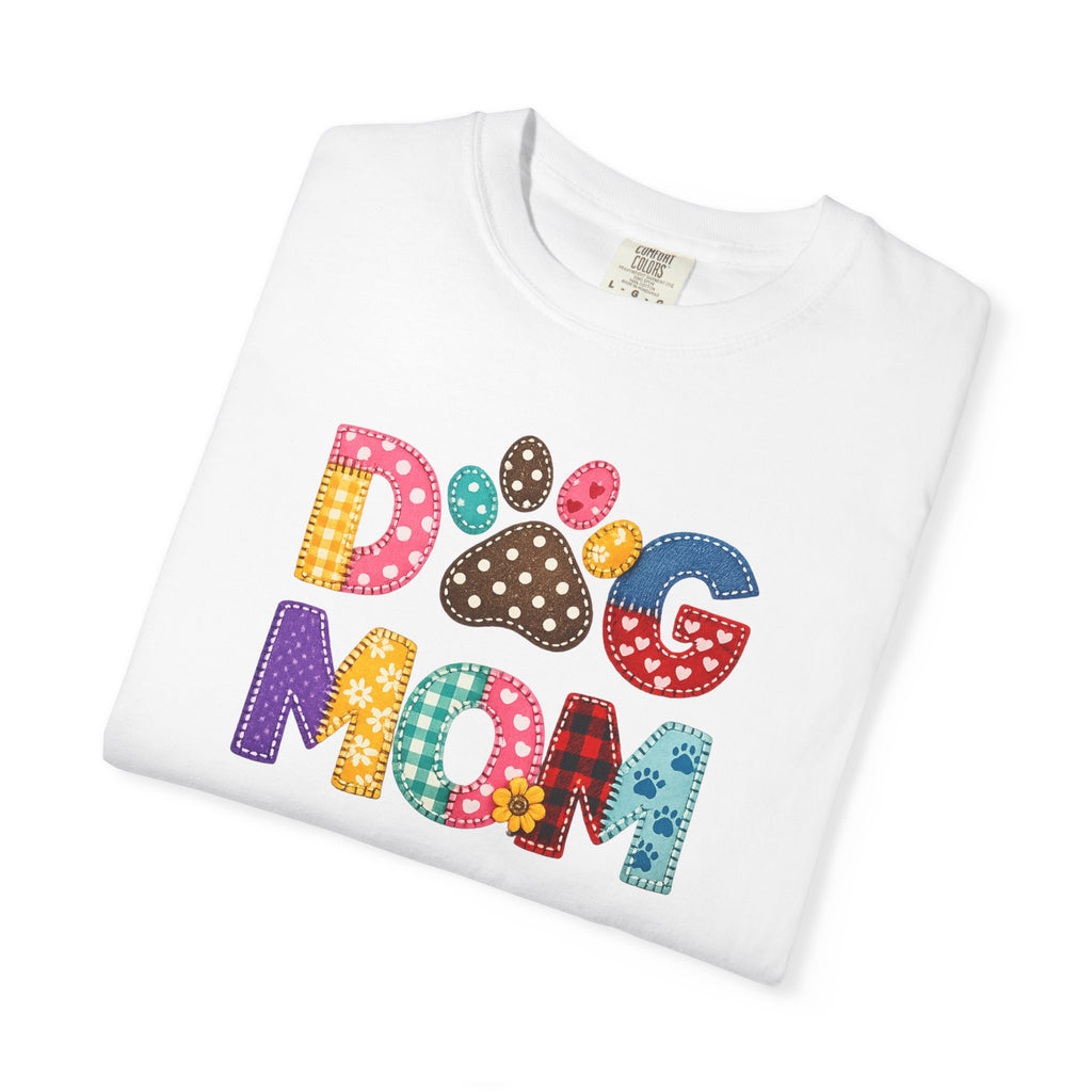 Dog Mom T-Shirt — Colorful Paw Print Graphic Tee for Pet Lovers