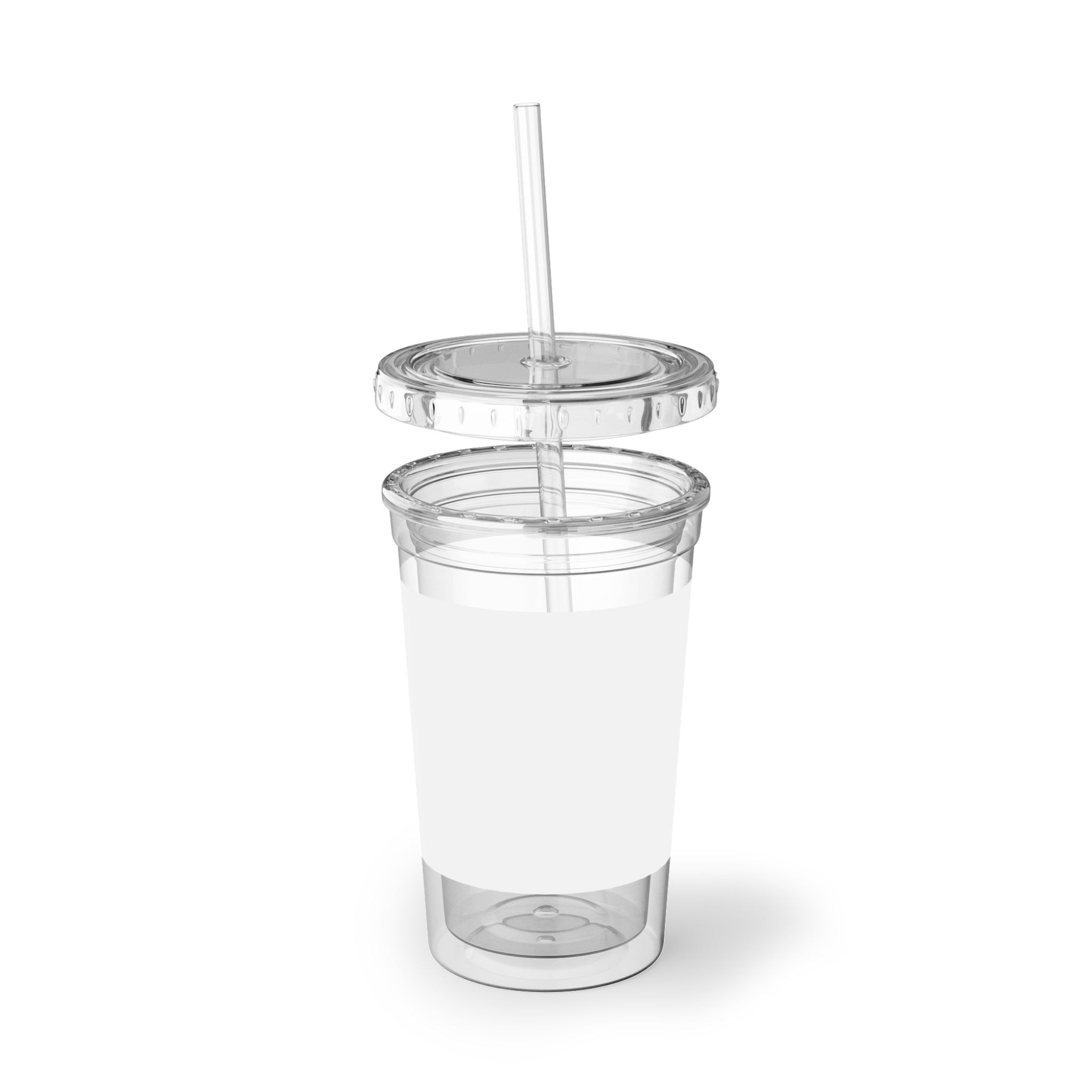 Smiley Acrylic Tumbler – Suave Blue Happy Face Cold Cup with Straw
