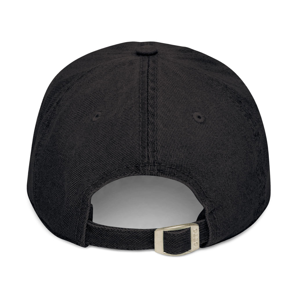 Embroidered Smiley Denim Hat — Black Casual Cap with White Smile Face