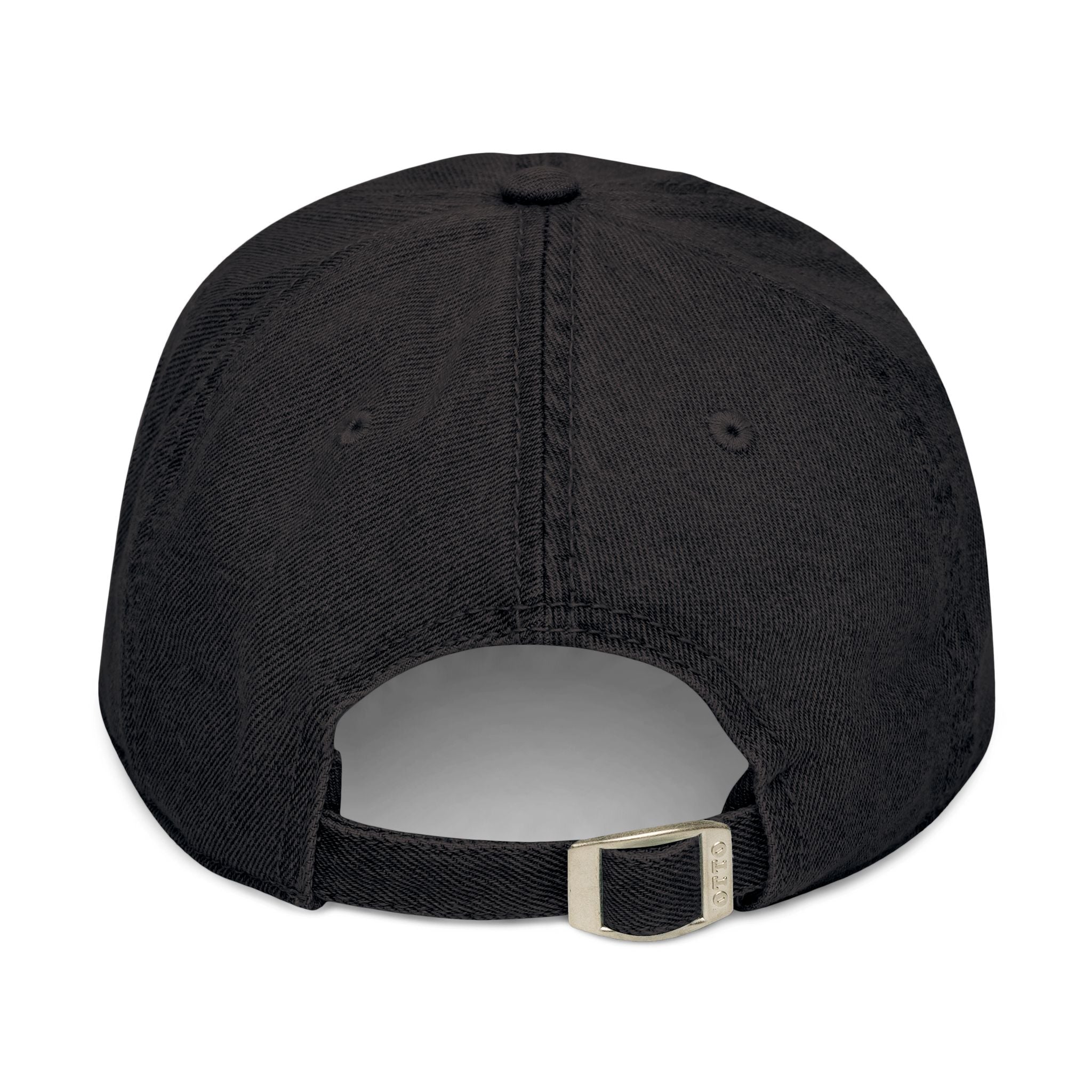 Embroidered Smiley Denim Hat — Black Casual Cap with White Smile Face
