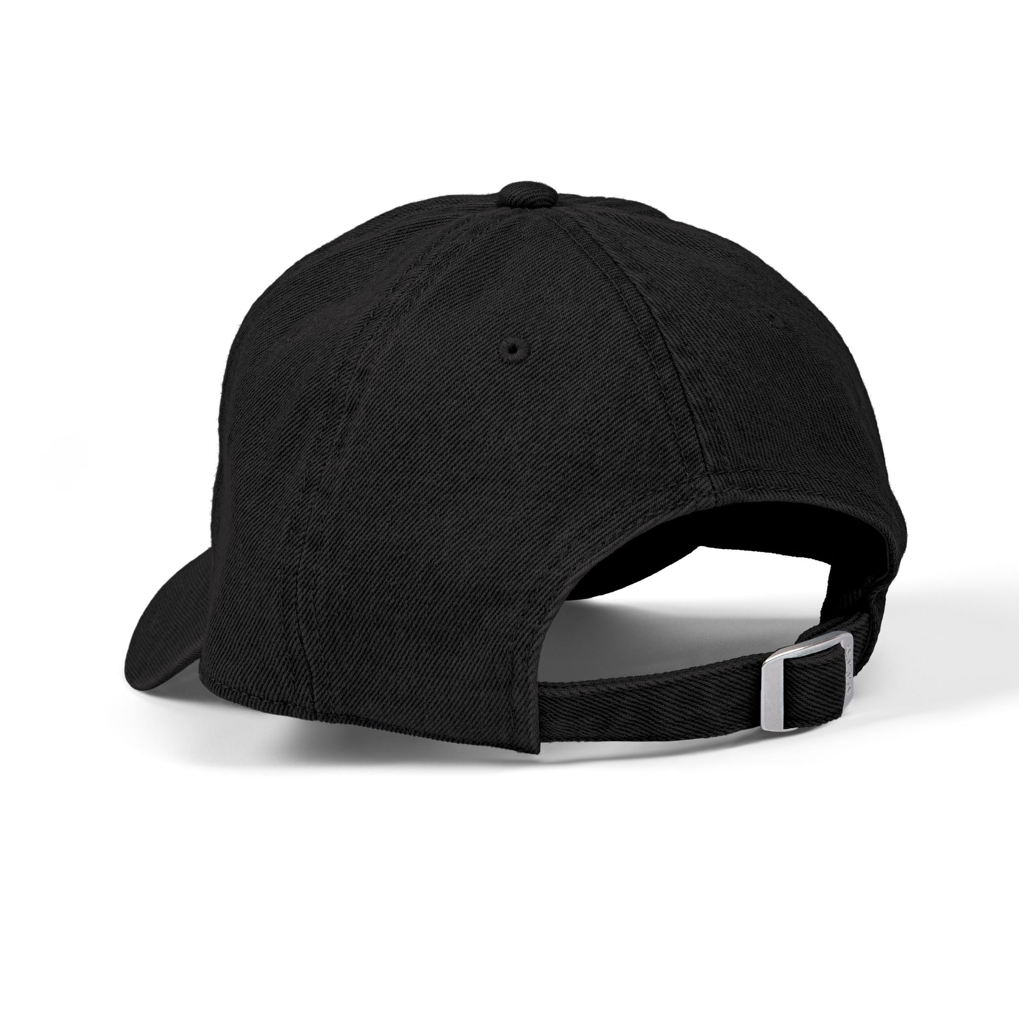 Embroidered Smiley Denim Hat — Black Casual Cap with White Smile Face