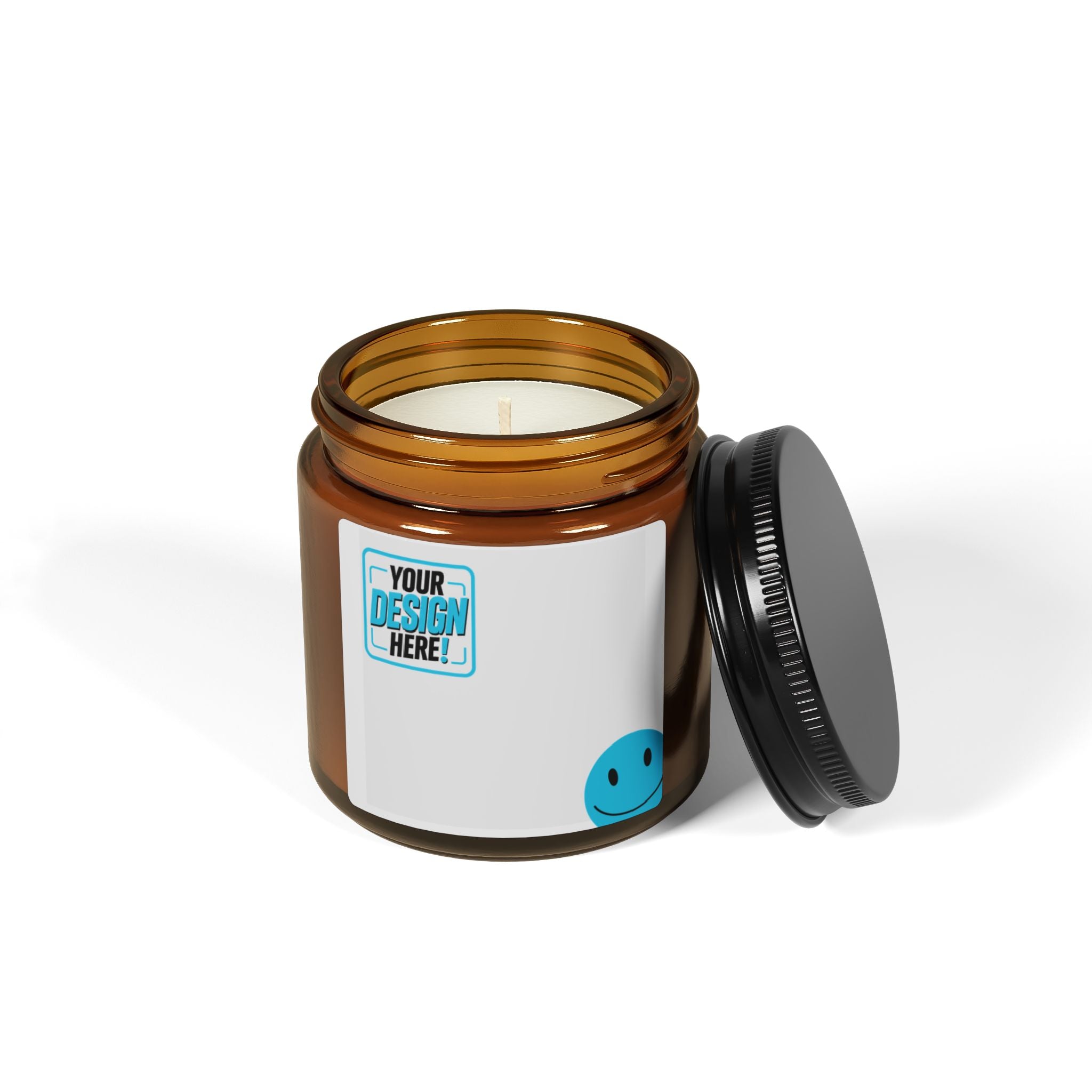 Amber Soy Candle — Fresh Citrus Scent in Amber Jar (Smiley Logo)